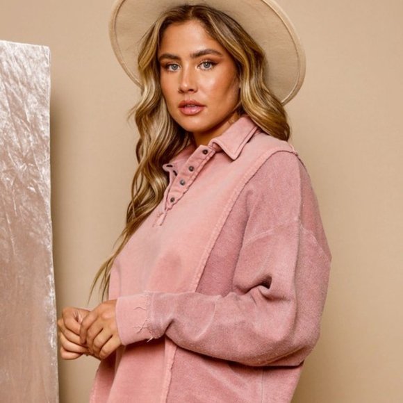 Vici Tops - KAMI CONTRAST COLLARD KNIT TOP